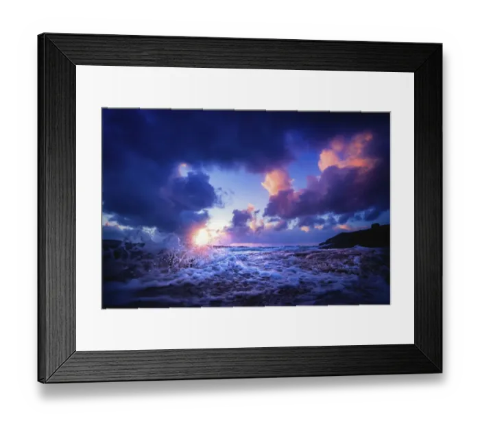 Framed Print : Waves splashing at sunset Framed Print : Waves splashing at sunset