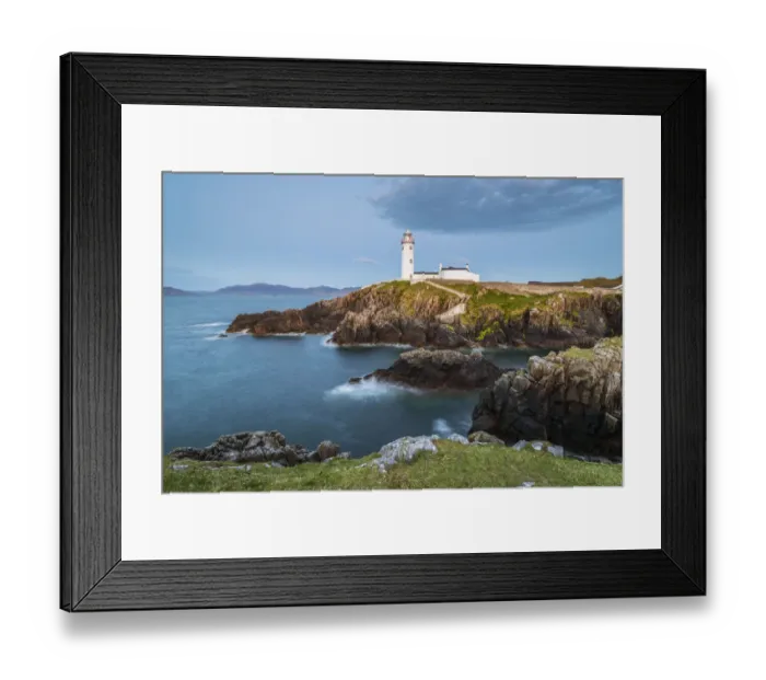 Framed Print : Fanad Head (FAanaid) lighthouse, County Donegal, Ulster region, Ireland, Europe. Lighthouse and its cove at dusk
