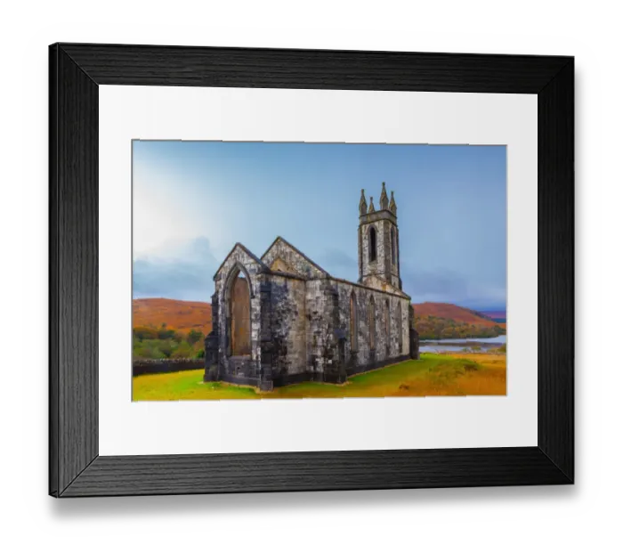 Framed Print : Dunlewy (Dunlewey) Old Church ruin in the Poisoned Glen, County Donegal, Ulster region, Ireland