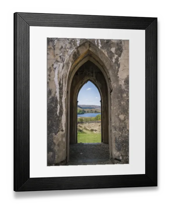 Framed Print : Dunlewy (Dunlewey) Old Church, Poisoned Glen, County Donegal, Ulster region, Ireland, Europe. View from the inside over the bell tower
