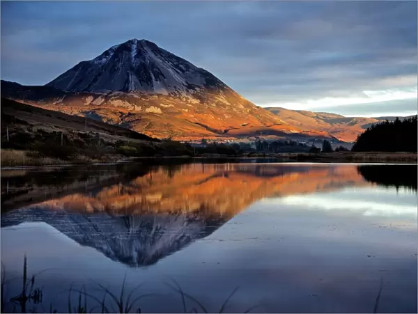 Errigal. The last light of the day highlights the autumnal hues on Errigal