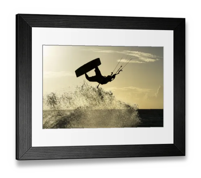 Framed Print : Kitesurfer, Bonaire, Dutch Antilles
