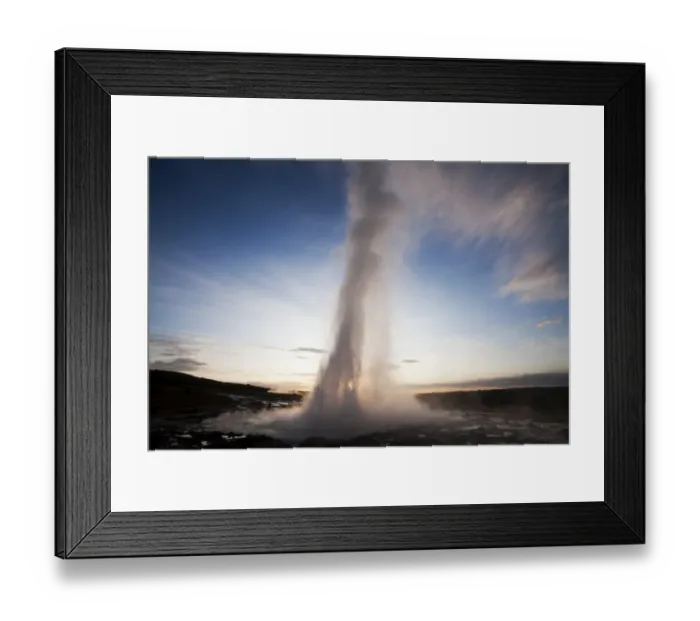 Framed Print : Strokkur Geyser erupting at sunrise Framed Print : Strokkur Geyser erupting at sunrise