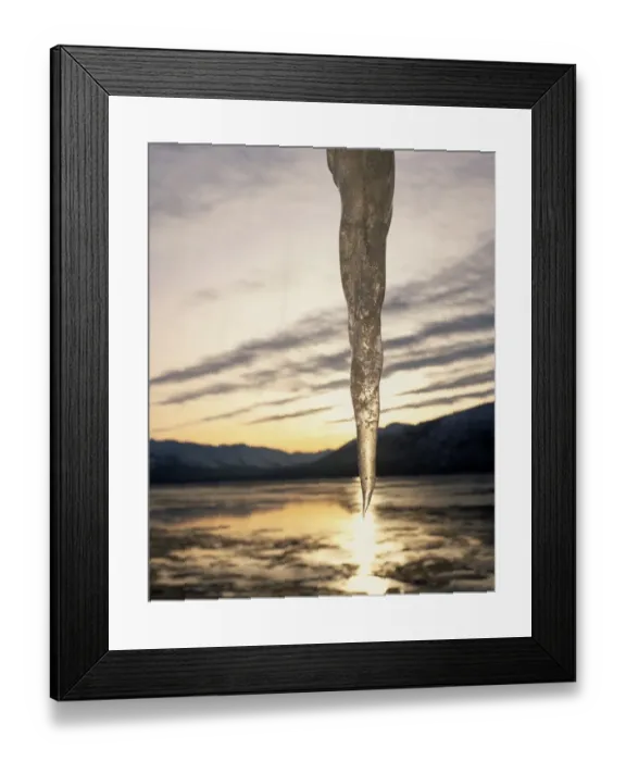 Framed Print : Kenai Mountain Range, Icicle in Foreground Framed Print : Kenai Mountain Range, Icicle in Foreground