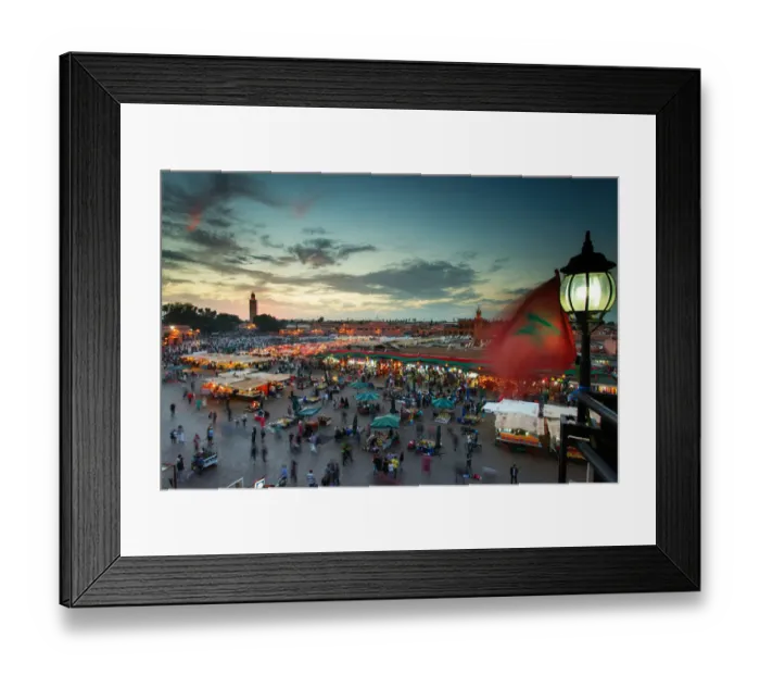 Framed Print : Jamaa el Fna (also Jemaa el-Fnaa, Djema el-Fna or Djemaa el-Fnaa) is a square and market place in Marrakeshs medina quarter (old city) with Koutubia in background. Marrakesh, Morocco, north Africa Framed Print : Jamaa el Fna (also Jemaa el-Fnaa, Djema el-Fna or Djemaa el-Fnaa) is a square and market place in Marrakeshs medina quarter (old city) with Koutubia in background. Marrakesh, Morocco, north Africa