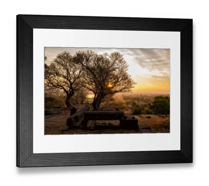Framed Print : Vat Phou sunrise with champa flower Framed Print : Vat Phou sunrise with champa flower