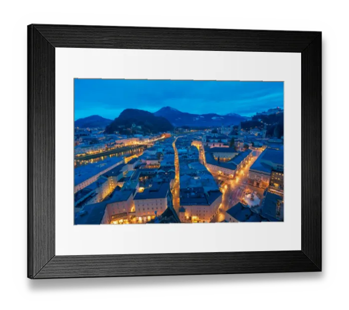 Framed Print : Blue twilight before sunrise at Salzburg