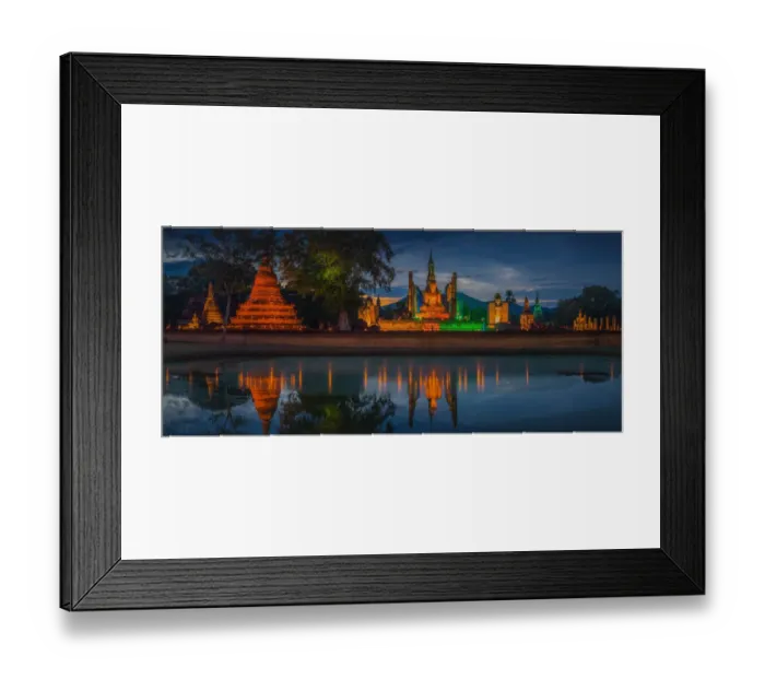 Framed Print : sukhothai historical park, world heritage site in Thailand were illuminated in the light show