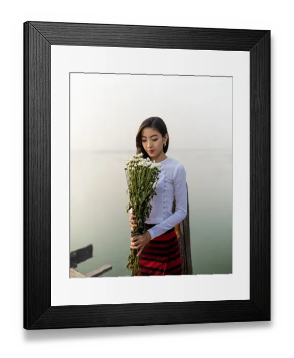 Framed Print : Burmese girl with flowers In the morning Framed Print : Burmese girl with flowers In the morning