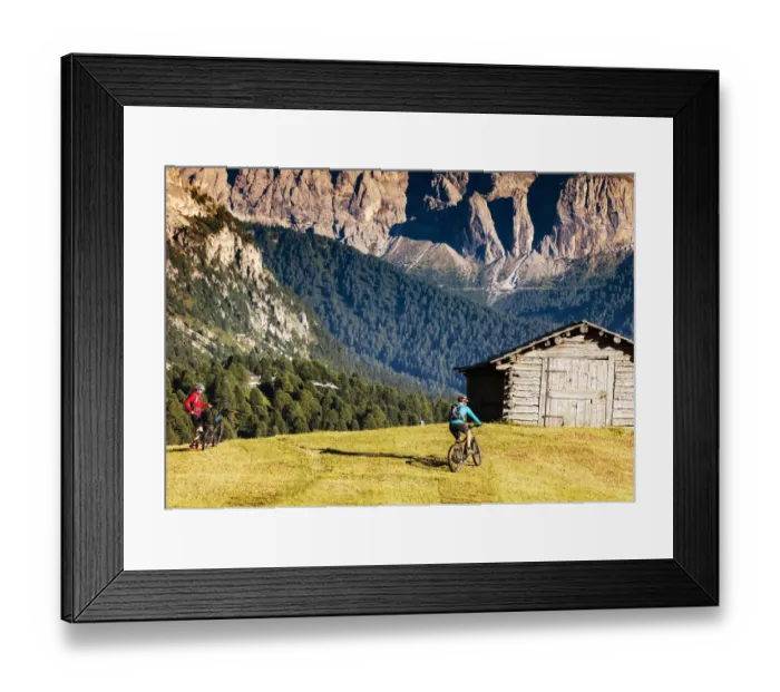 Framed Print : Two bikers on Seceda mountain Framed Print : Two bikers on Seceda mountain