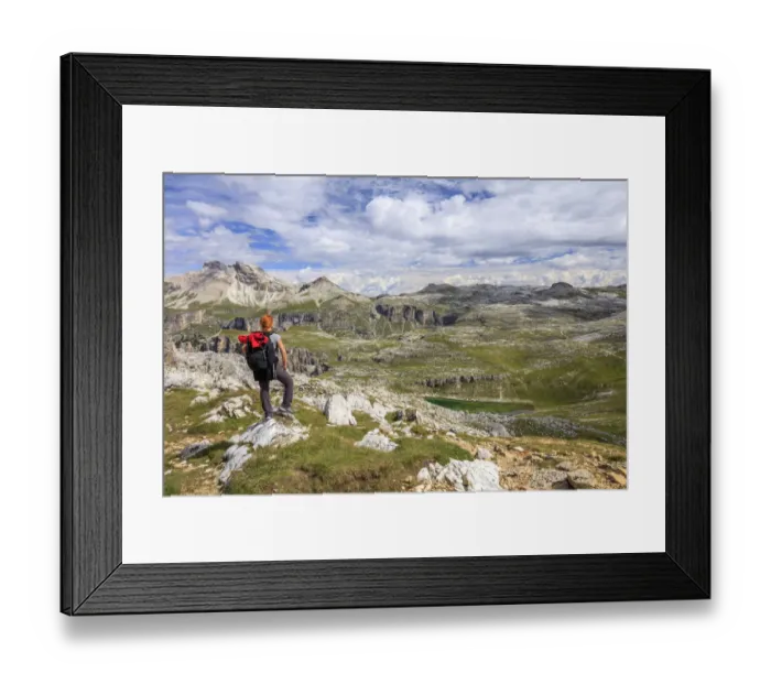 Framed Print : Tourists walking in Gardena pass Framed Print : Tourists walking in Gardena pass