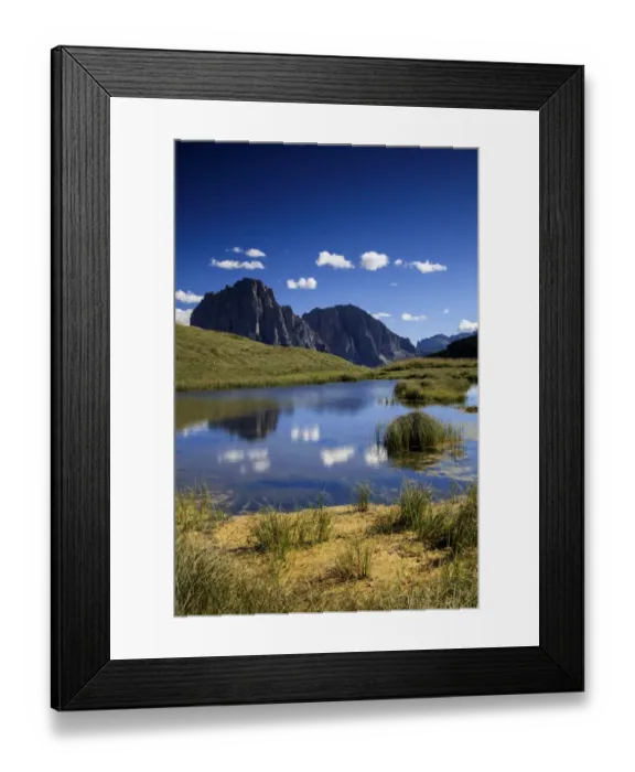 Framed Print : Sassolungo reflecting in a lake Framed Print : Sassolungo reflecting in a lake
