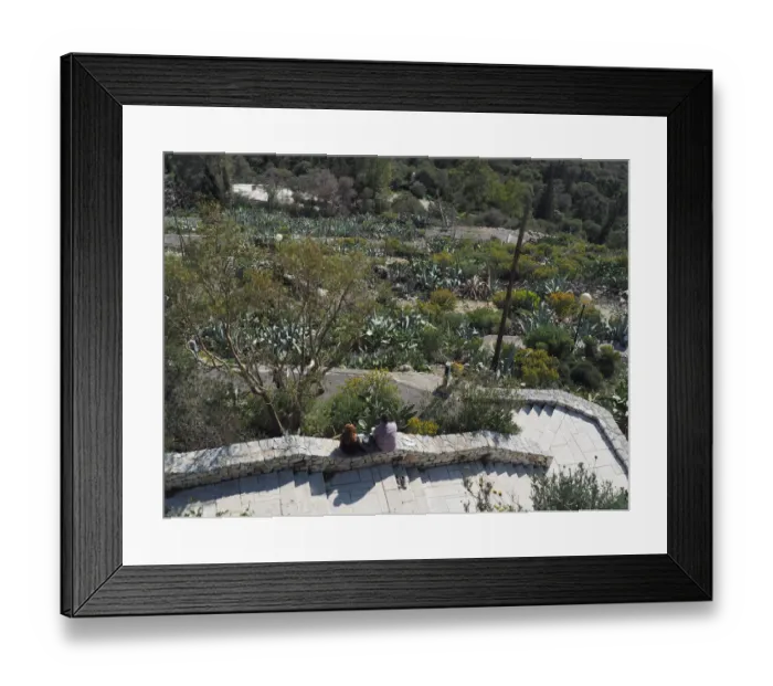 Framed Print : Young Couple Sitting Along The Stairway To Lycabettus Hill in Athens