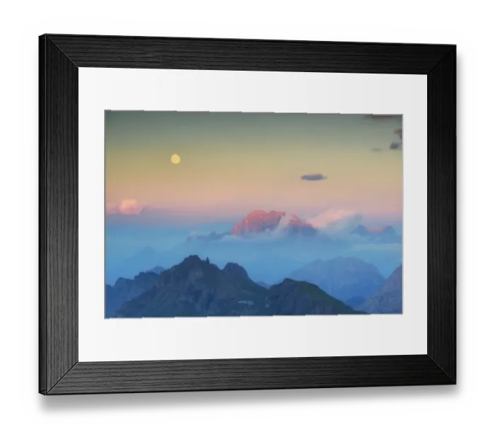 Framed Print : Full moon over Civetta peak, Dolomites