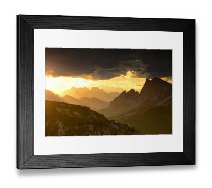Framed Print : Dramatic sunset over Passo Giau, Dolomites Framed Print : Dramatic sunset over Passo Giau, Dolomites