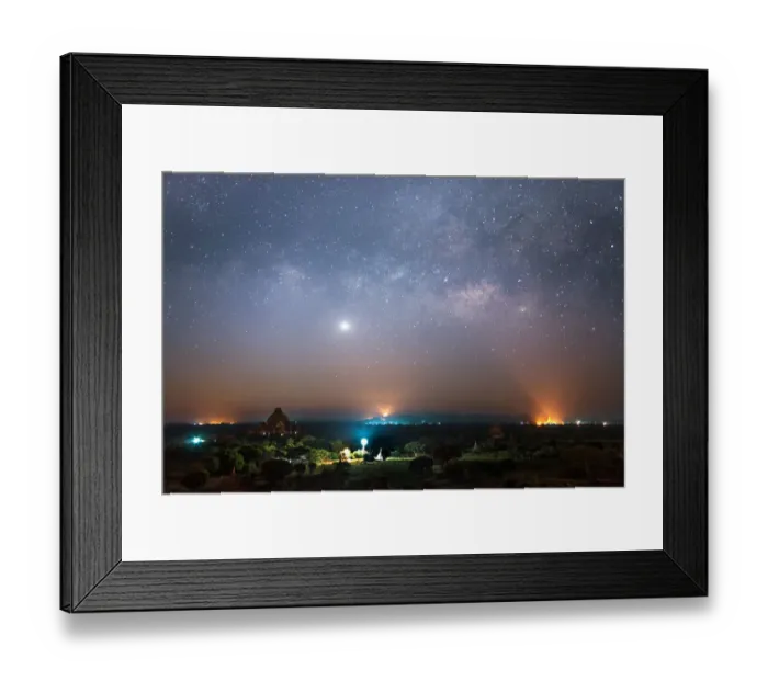 Framed Print : star and milky way over ancient pagoda in bagan, Myanmar Framed Print : star and milky way over ancient pagoda in bagan, Myanmar