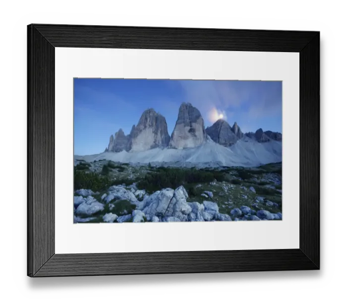 Framed Print : Moonlight over Tre Cime / Drei Zinnen, Dolomites Framed Print : Moonlight over Tre Cime / Drei Zinnen, Dolomites