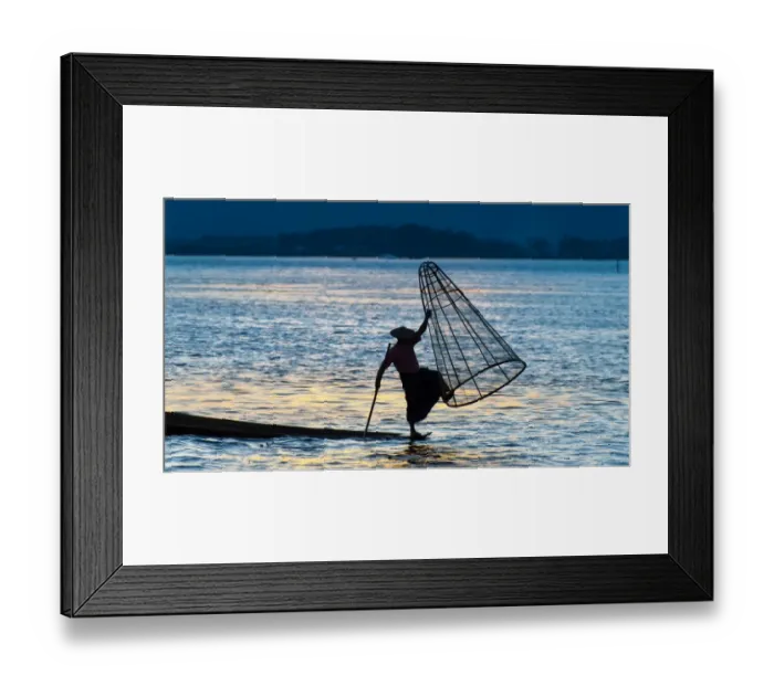 Framed Print : Fisherman at inle lake