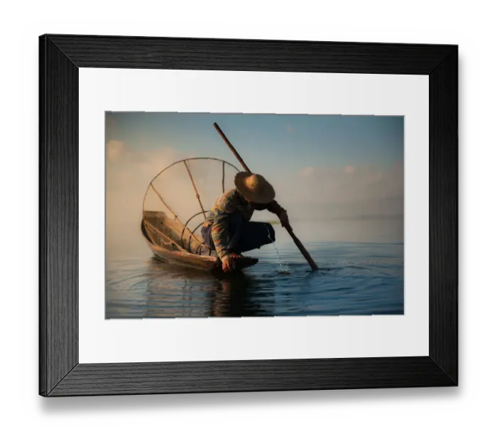 Framed Print : fisherman at inle lake Framed Print : fisherman at inle lake