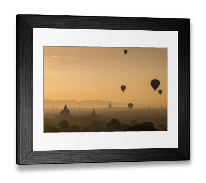 Framed Print : Balloons flying over Bagan, Myanmar