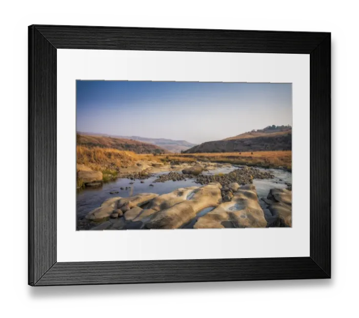 Framed Print : Mhlwazini river near Cathedral Peak in Drakensberg mountains Framed Print : Mhlwazini river near Cathedral Peak in Drakensberg mountains