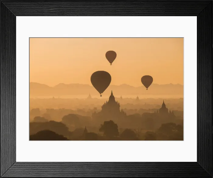 Framed Print : Balloons flying over Bagan, Myanmar