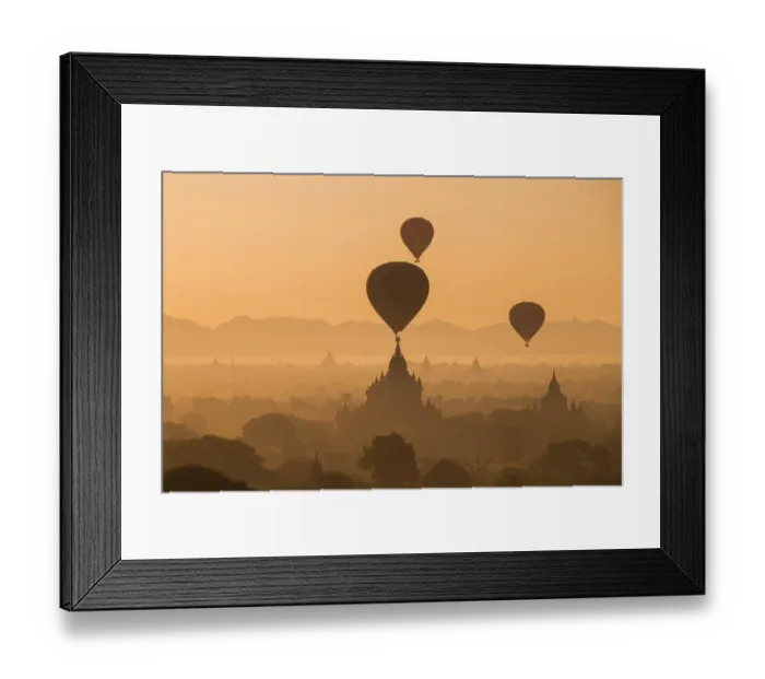 Framed Print : Balloons flying over Bagan, Myanmar Framed Print : Balloons flying over Bagan, Myanmar