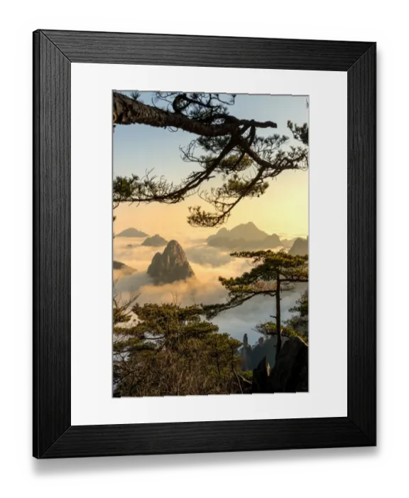 Framed Print : Monkey watch sea cloud, Mt. Huangshan in Anhui, China Framed Print : Monkey watch sea cloud, Mt. Huangshan in Anhui, China