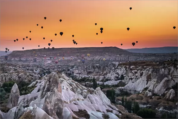 Balloons flying over Cappadocia