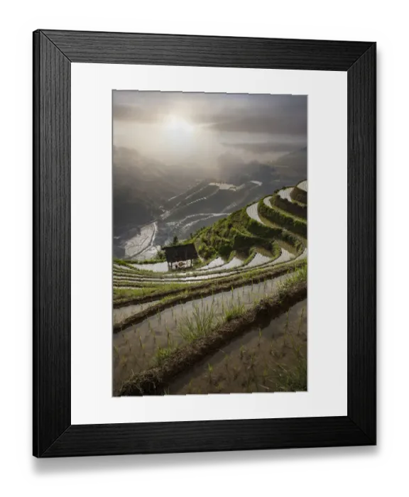 Framed Print : Rice paddy hills in remote landscape Framed Print : Rice paddy hills in remote landscape