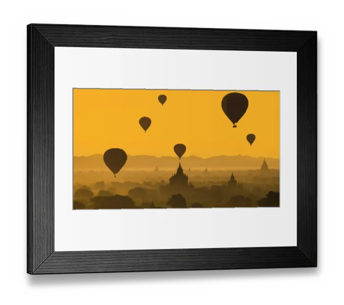 Framed Print : Balloons flying over Bagan, Myanmar Framed Print : Balloons flying over Bagan, Myanmar