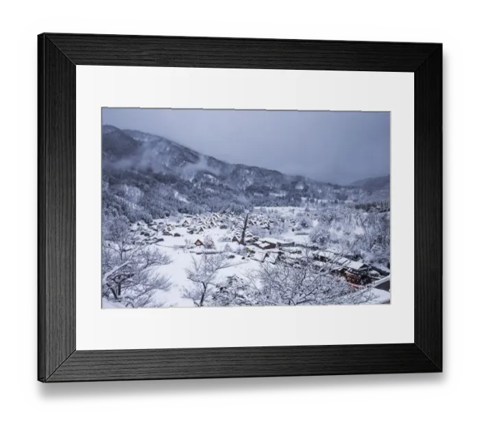 Framed Print : Shirakawa-go village with snow on winter. Japan Framed Print : Shirakawa-go village with snow on winter. Japan