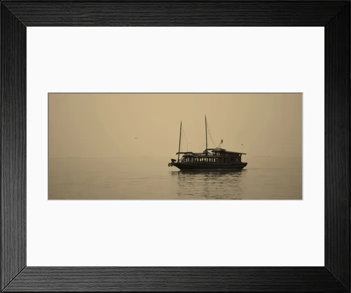 Framed Print : A lone vessel on Ha Long Bay Framed Print : A lone vessel on Ha Long Bay