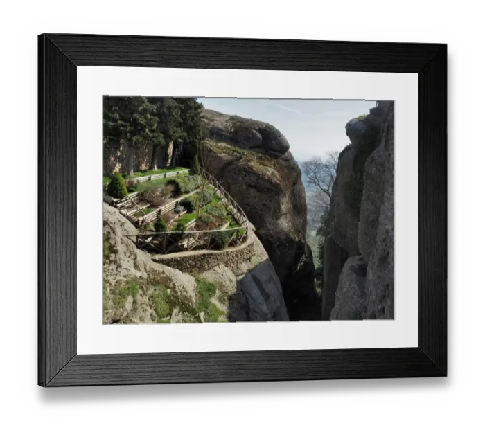 Framed Print : Small Kitchen Garden On A Granite Boulder At Meteora