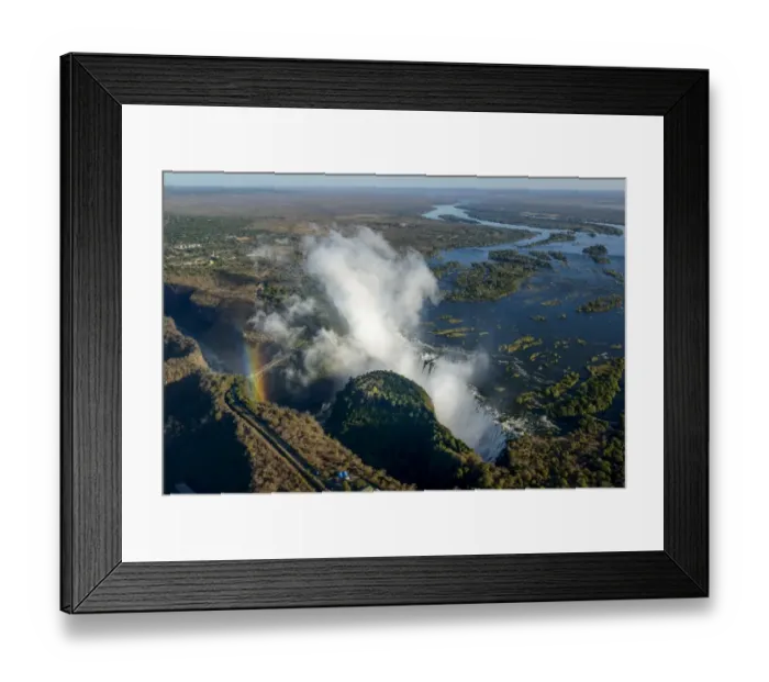 Framed Print : Aerial view of Zambezi River and Victoria Falls. Livingstone. Zambia Framed Print : Aerial view of Zambezi River and Victoria Falls. Livingstone. Zambia