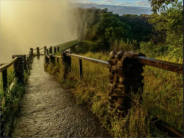The path and bridge to The Knife Edge. Victoria Falls. Zambia
