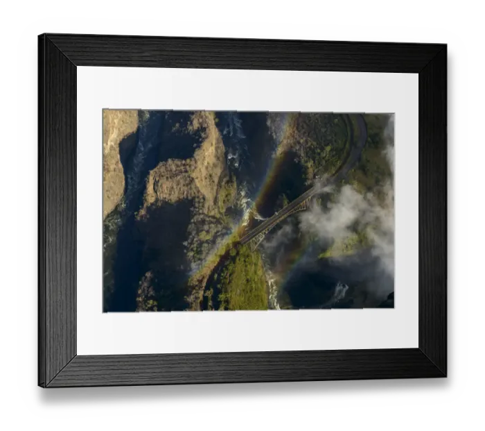 Framed Print : Aerial view of Zambezi River Batoka Gorge and Victoria Falls. Livingstone. Zambia