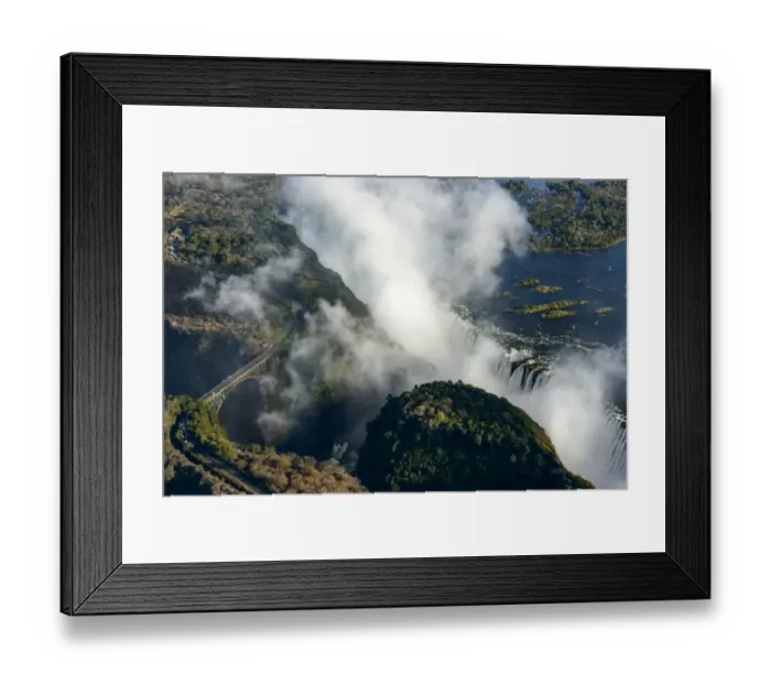 Framed Print : Aerial view of Zambezi River and Victoria Falls. Livingstone. Zambia Framed Print : Aerial view of Zambezi River and Victoria Falls. Livingstone. Zambia