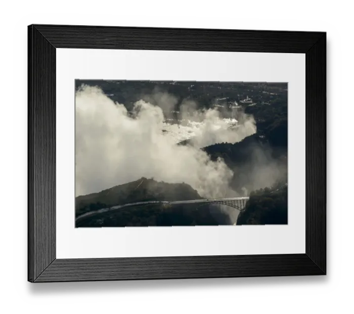 Framed Print : Aerial view of Zambezi River and Victoria Falls. Livingstone. Zambia