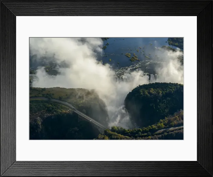 Framed Print : Aerial view of Zambezi River and Victoria Falls. Livingstone. Zambia Framed Print : Aerial view of Zambezi River and Victoria Falls. Livingstone. Zambia