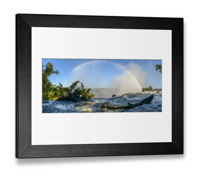 Framed Print : The Zambezi River and rainbow just above The Eastern Cataract. Victoria Falls. Livingstone. Zambia Framed Print : The Zambezi River and rainbow just above The Eastern Cataract. Victoria Falls. Livingstone. Zambia