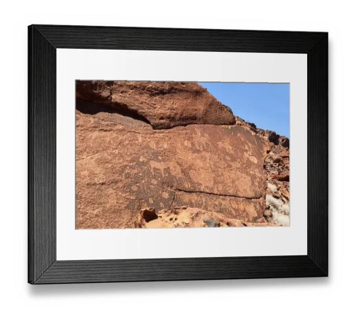 Framed Print : Ancient rock carvings, Twyfelfontein, Kunene Region, Namibia Framed Print : Ancient rock carvings, Twyfelfontein, Kunene Region, Namibia