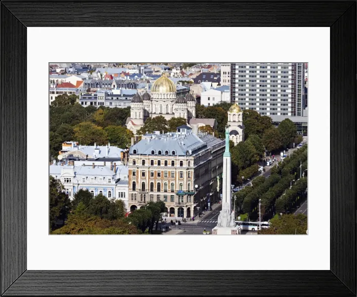 Framed Print : Latvia, Riga, Nativity Cathedral and Freedom Monument