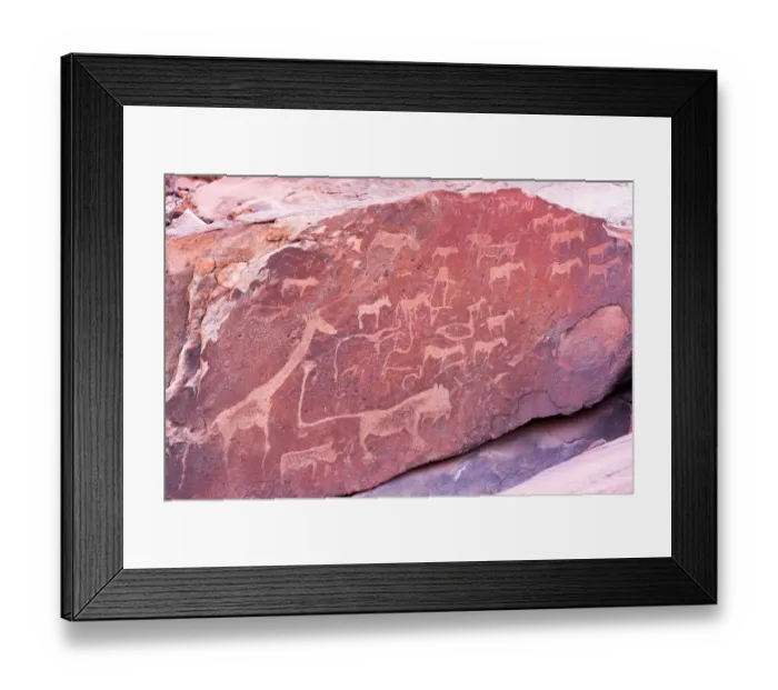 Framed Print : Ancient rock carvings, Damaraland, Namibia, Africa Framed Print : Ancient rock carvings, Damaraland, Namibia, Africa