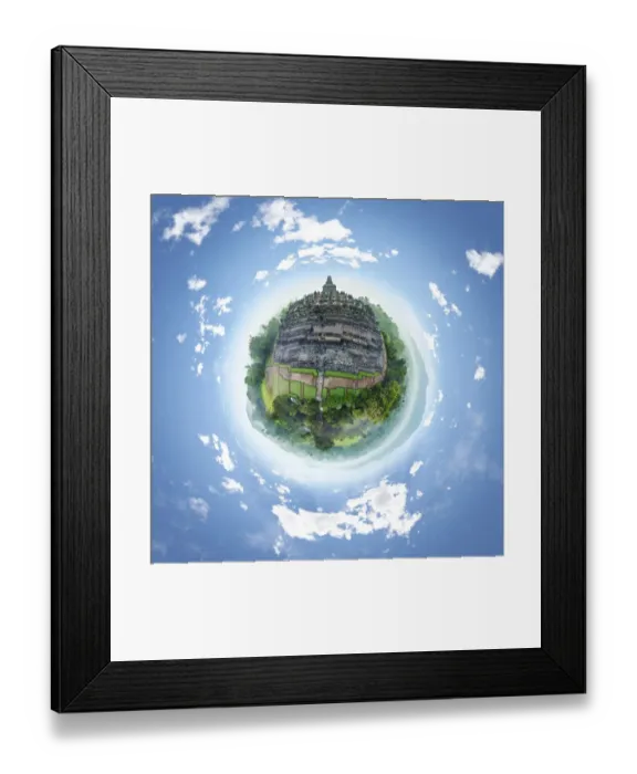 Framed Print : 360A Aerial Panorama of Borobudur Temple, Indonesia