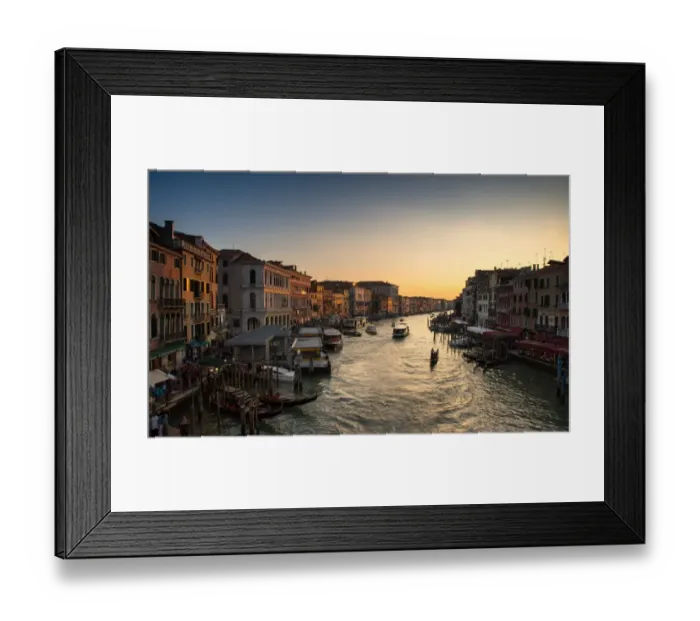 Framed Print : Venice Italy, rialto bridge at sunset time