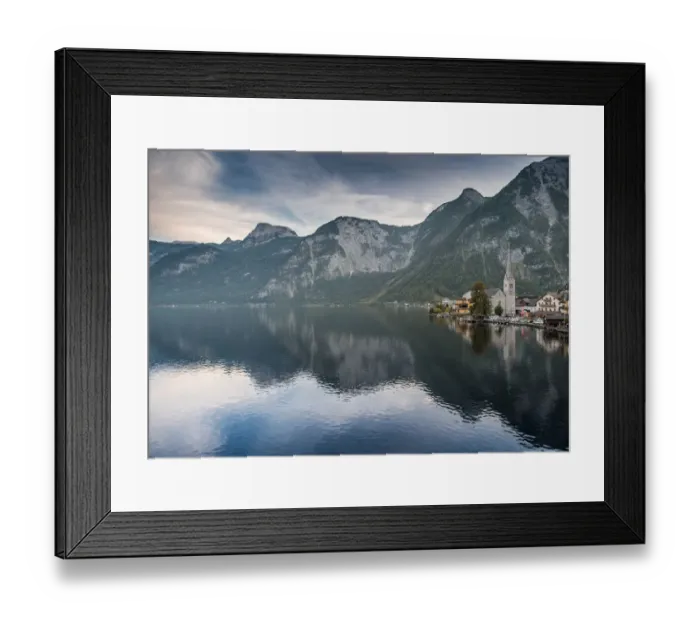 Framed Print : Scenic of Hallstatt lake and Hallstatt village on Twilight time postcard view point, European Alps, Austria Alps, Upper Austria Framed Print : Scenic of Hallstatt lake and Hallstatt village on Twilight time postcard view point, European Alps, Austria Alps, Upper Austria