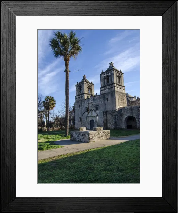 Framed Print : A Perspective View of Mission Concepcions Wooden Door