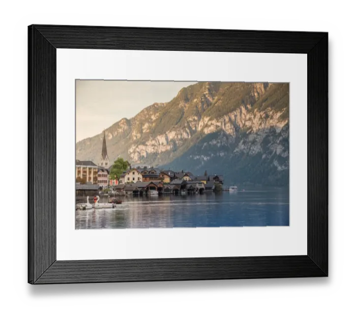 Framed Print : Scenic of Hallstatt lake and Hallstatt village on Twilight time postcard view point, European Alps, Austria Alps, Upper Austria Framed Print : Scenic of Hallstatt lake and Hallstatt village on Twilight time postcard view point, European Alps, Austria Alps, Upper Austria