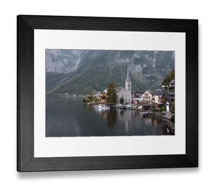 Framed Print : Scenic of Hallstatt lake and Hallstatt village on Twilight time postcard view point, European Alps, Austria Alps, Upper Austria Framed Print : Scenic of Hallstatt lake and Hallstatt village on Twilight time postcard view point, European Alps, Austria Alps, Upper Austria
